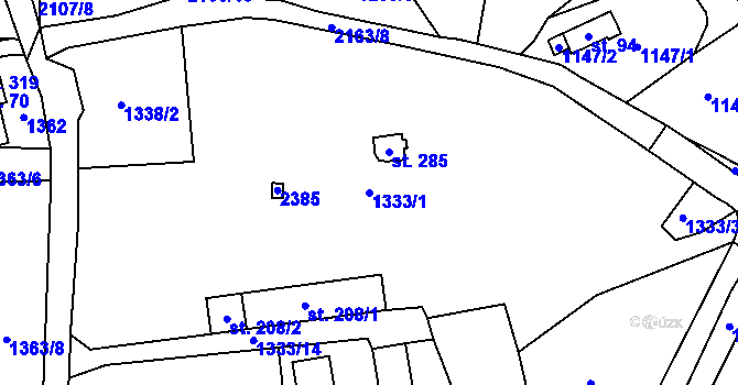 Parcela st. 1333/1 v KÚ Suchdol u Bujanova, Katastrální mapa