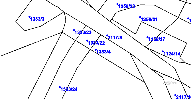 Parcela st. 1333/4 v KÚ Suchdol u Bujanova, Katastrální mapa