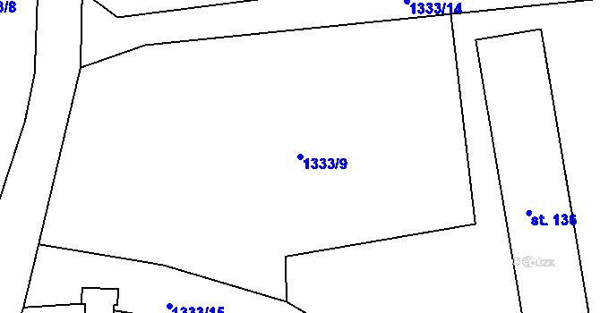 Parcela st. 1333/9 v KÚ Suchdol u Bujanova, Katastrální mapa