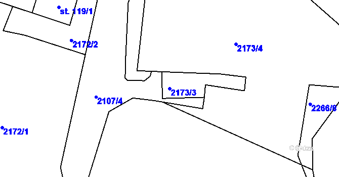 Parcela st. 2173/3 v KÚ Suchdol u Bujanova, Katastrální mapa