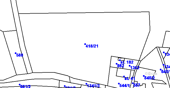 Parcela st. 418/21 v KÚ Zdíky, Katastrální mapa
