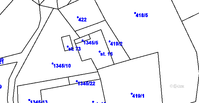 Parcela st. 16 v KÚ Zdíky, Katastrální mapa