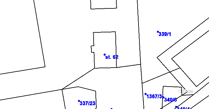 Parcela st. 62 v KÚ Zdíky, Katastrální mapa