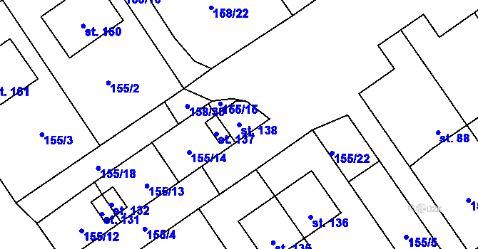 Parcela st. 138 v KÚ Zdíky, Katastrální mapa