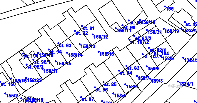 Parcela st. 158/16 v KÚ Zdíky, Katastrální mapa