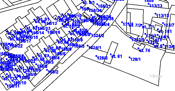 Parcela st. 1324/1 v KÚ Zdíky, Katastrální mapa
