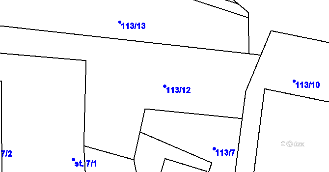 Parcela st. 113/12 v KÚ Zdíky, Katastrální mapa