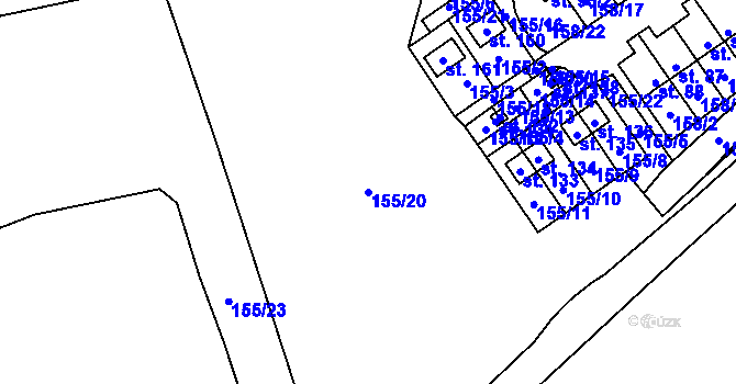 Parcela st. 155/20 v KÚ Zdíky, Katastrální mapa