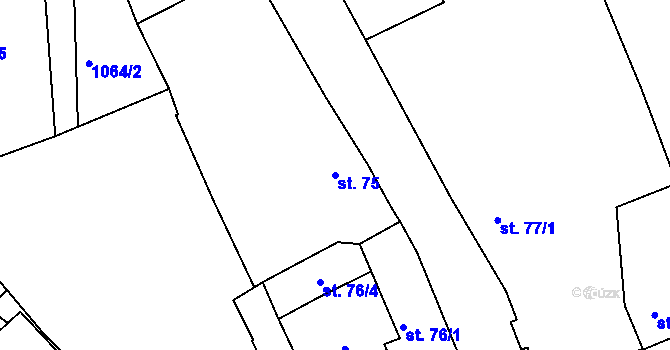 Parcela st. 75 v KÚ Bujesily, Katastrální mapa