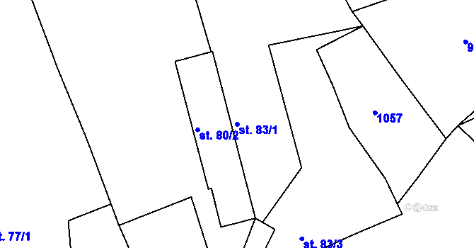 Parcela st. 83/1 v KÚ Bujesily, Katastrální mapa
