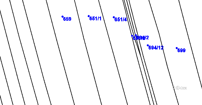 Parcela st. 651/1 v KÚ Bujesily, Katastrální mapa
