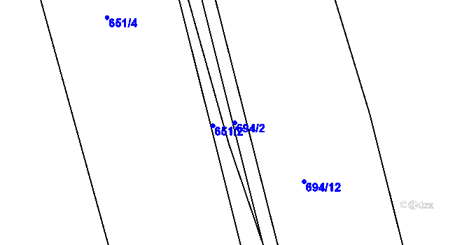 Parcela st. 694/2 v KÚ Bujesily, Katastrální mapa