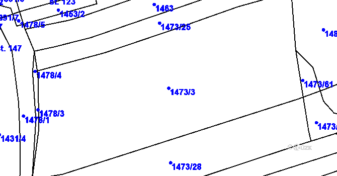 Parcela st. 1473/3 v KÚ Bujesily, Katastrální mapa