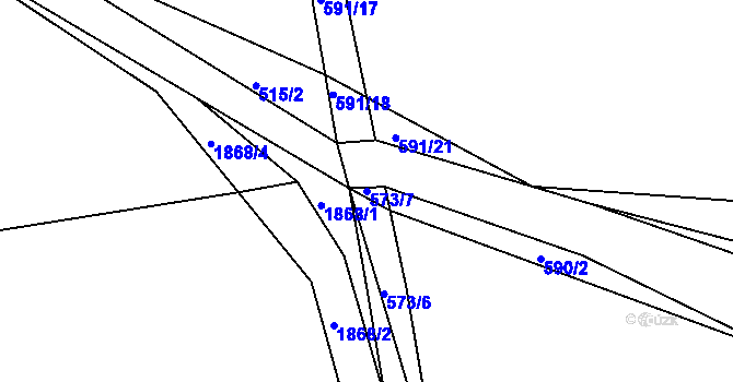 Parcela st. 573/7 v KÚ Bujesily, Katastrální mapa
