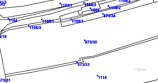 Parcela st. 573/30 v KÚ Bujesily, Katastrální mapa
