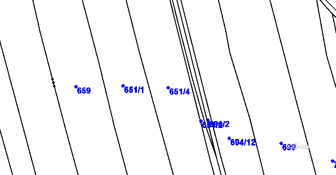 Parcela st. 651/4 v KÚ Bujesily, Katastrální mapa