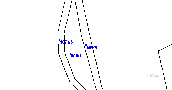 Parcela st. 690/4 v KÚ Bujesily, Katastrální mapa