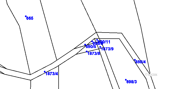 Parcela st. 690/5 v KÚ Bujesily, Katastrální mapa