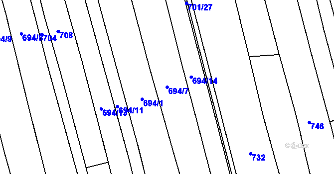 Parcela st. 694/7 v KÚ Bujesily, Katastrální mapa