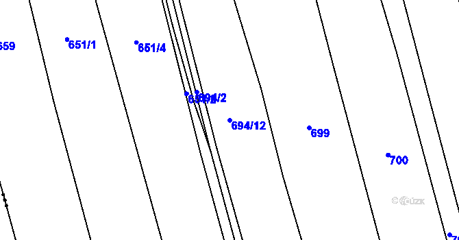 Parcela st. 694/12 v KÚ Bujesily, Katastrální mapa