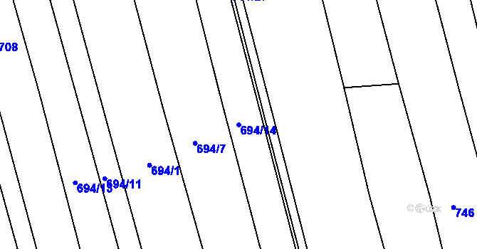Parcela st. 694/14 v KÚ Bujesily, Katastrální mapa