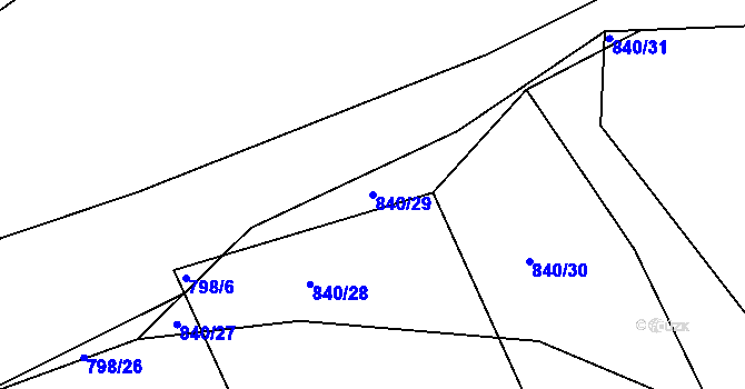 Parcela st. 840/29 v KÚ Bujesily, Katastrální mapa