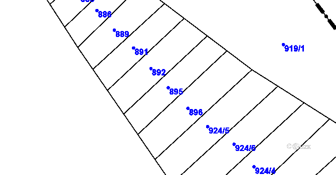 Parcela st. 895 v KÚ Bujesily, Katastrální mapa