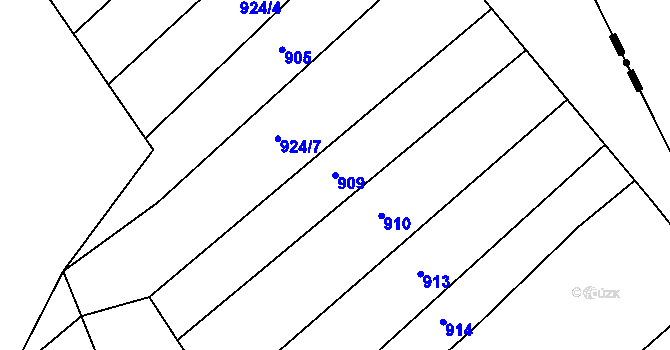 Parcela st. 909 v KÚ Bujesily, Katastrální mapa