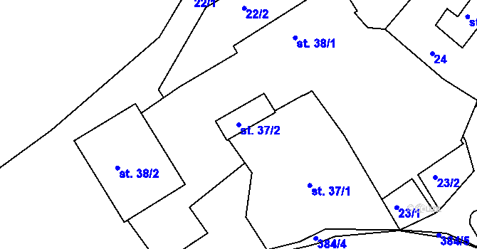 Parcela st. 37/2 v KÚ Buk, Katastrální mapa