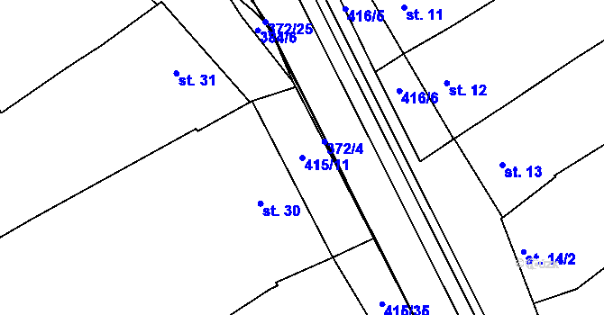 Parcela st. 415/11 v KÚ Buk, Katastrální mapa