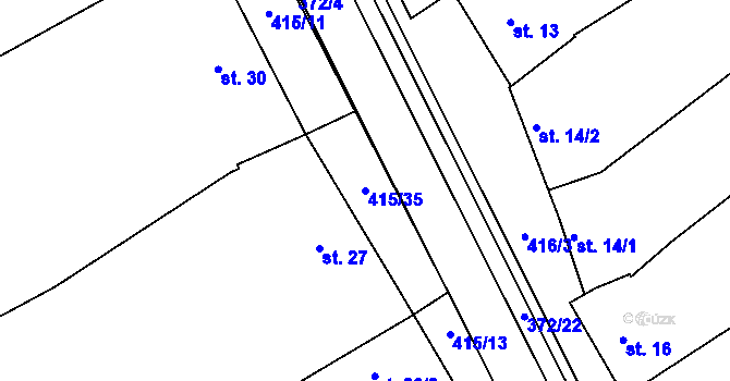 Parcela st. 415/35 v KÚ Buk, Katastrální mapa