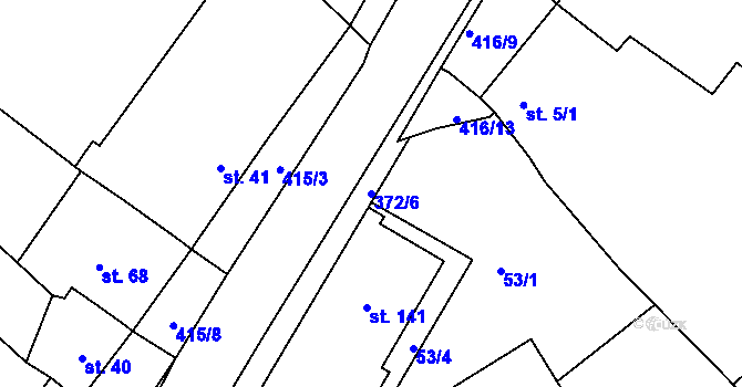 Parcela st. 372/6 v KÚ Buk, Katastrální mapa