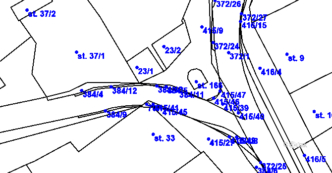 Parcela st. 384/5 v KÚ Buk, Katastrální mapa