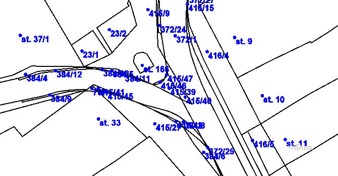 Parcela st. 415/39 v KÚ Buk, Katastrální mapa