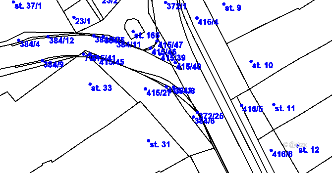 Parcela st. 415/42 v KÚ Buk, Katastrální mapa