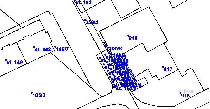 Parcela st. 150/5 v KÚ Buk, Katastrální mapa