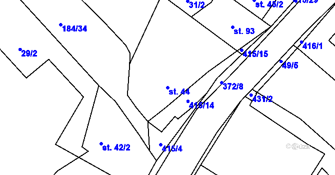 Parcela st. 44 v KÚ Buk, Katastrální mapa