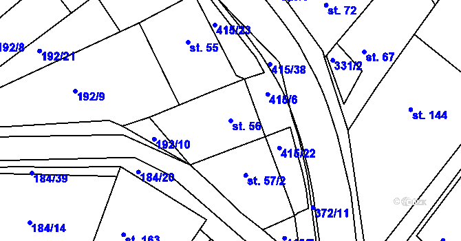 Parcela st. 56 v KÚ Buk, Katastrální mapa