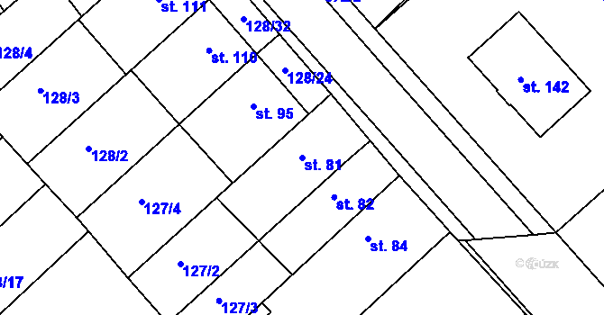 Parcela st. 81 v KÚ Buk, Katastrální mapa