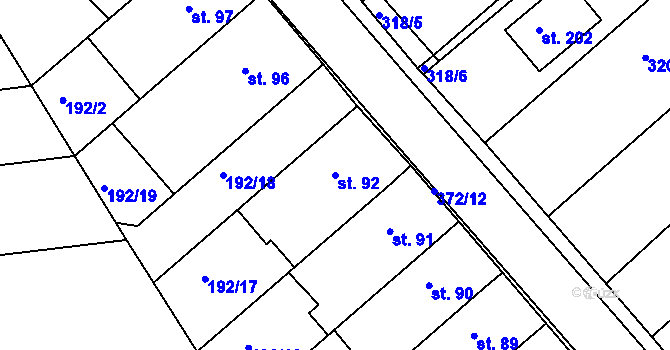Parcela st. 92 v KÚ Buk, Katastrální mapa