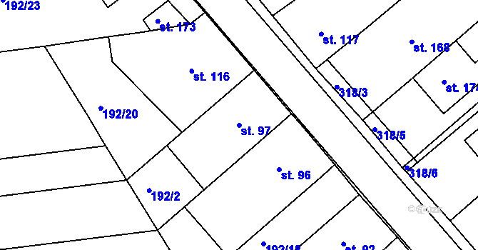 Parcela st. 97 v KÚ Buk, Katastrální mapa
