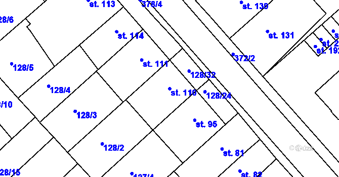 Parcela st. 110 v KÚ Buk, Katastrální mapa