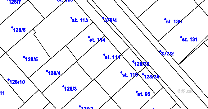 Parcela st. 111 v KÚ Buk, Katastrální mapa
