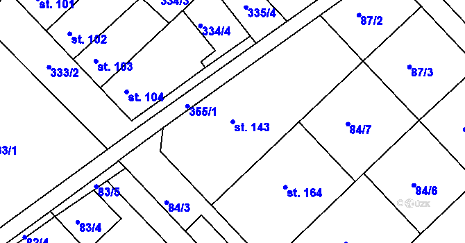 Parcela st. 143 v KÚ Buk, Katastrální mapa