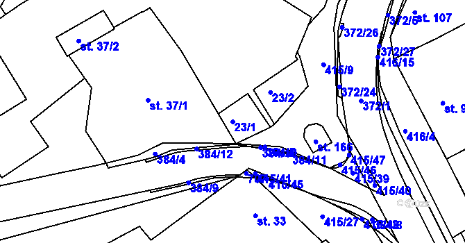 Parcela st. 23/1 v KÚ Buk, Katastrální mapa