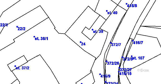 Parcela st. 24 v KÚ Buk, Katastrální mapa
