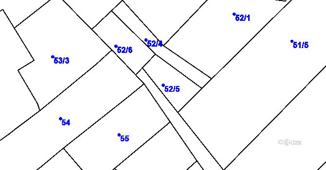 Parcela st. 52/5 v KÚ Buk, Katastrální mapa