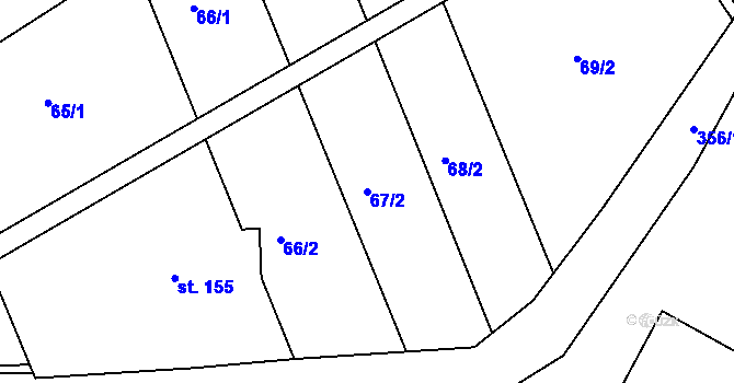 Parcela st. 67/2 v KÚ Buk, Katastrální mapa