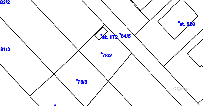 Parcela st. 78/2 v KÚ Buk, Katastrální mapa