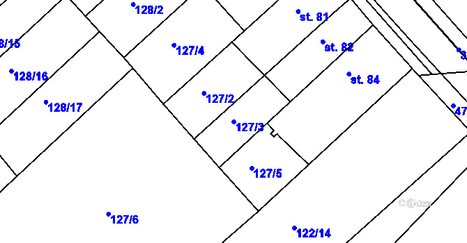 Parcela st. 127/3 v KÚ Buk, Katastrální mapa